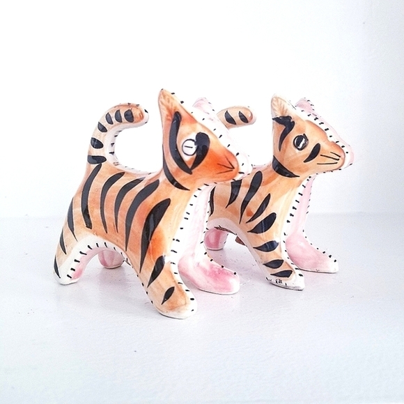 Vintage Other - NAPCO Vintage Ceramic Patchwork Tiger Cat Salt and Pepper Shakers Vtg 50s